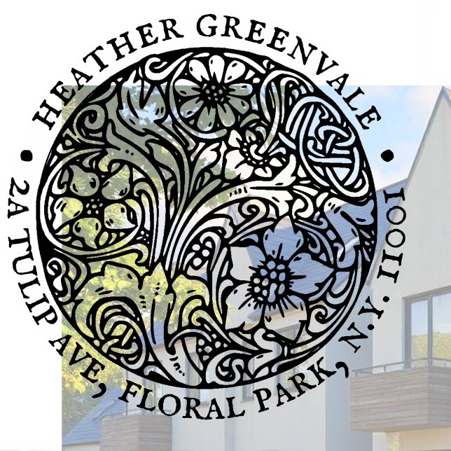 Sello de dirección de devolución de diseño floral  (Subido por el creador)