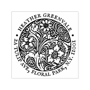Sello de dirección de devolución de diseño floral 