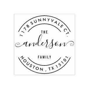 Sello de dirección de devolución de familia de tod