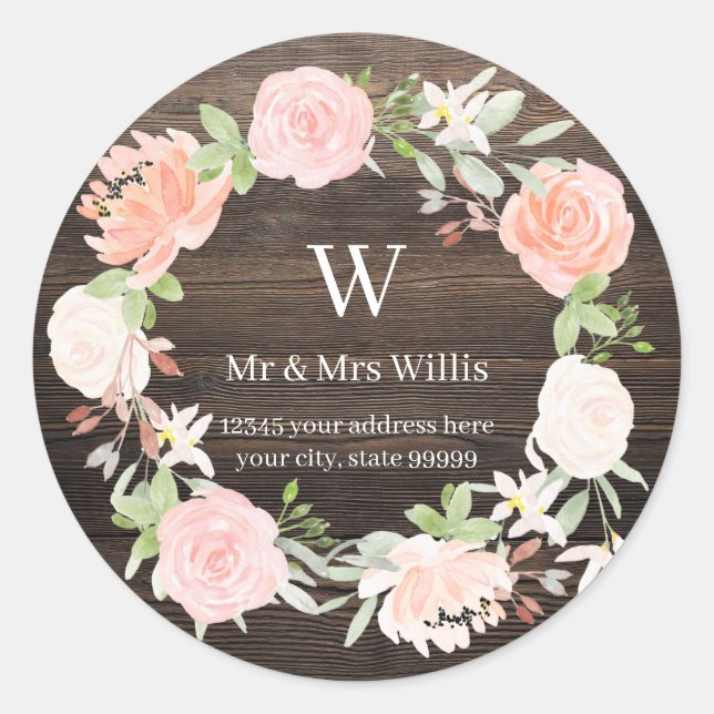 Sello de dirección de devolución de madera rosa co (Anverso)