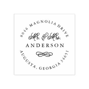 Sello de dirección de devolución de Mr. y Mrs. New