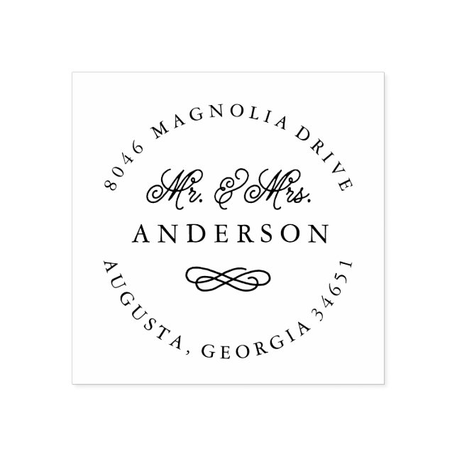 Sello de dirección de devolución de Mr. y Mrs. New (Impresión)