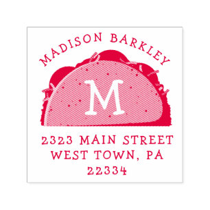 Sello de dirección de devolución de niños de tacos