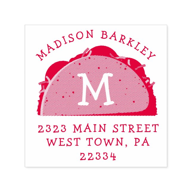 Sello de dirección de devolución de niños de tacos (Diseño)