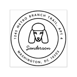 Sello de dirección de devolución de perro caniche