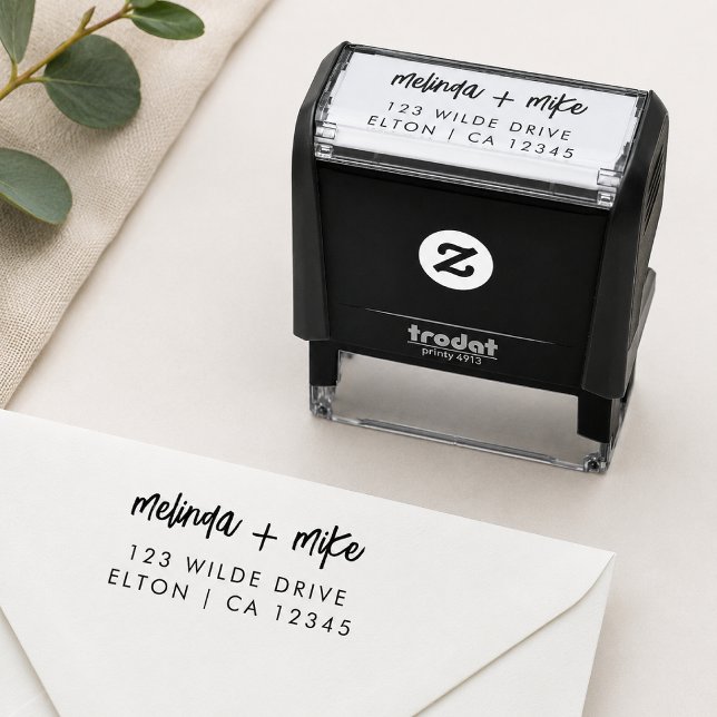 Sello de dirección de devolución | Sellos personal (Custom return address stamp with couple names for wedding mail, cards, and daily envelopes.)