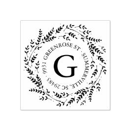 Sello de dirección de monograma de correa blanca r