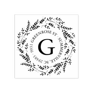 Sello de dirección de monograma de correa blanca r