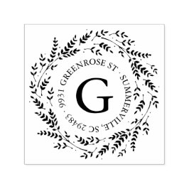 Sello de dirección de monograma de correa blanca r