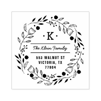 Sello de dirección de monograma de la flor de la f