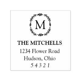 Sello de dirección de monograma Laurel