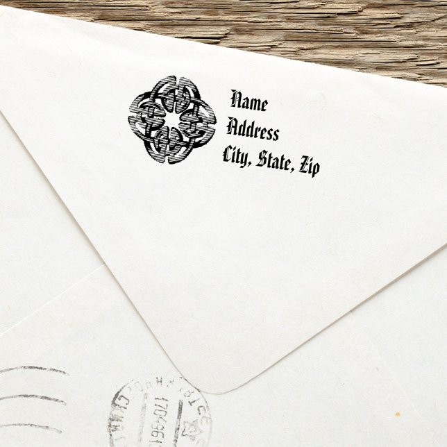 Sello de dirección de retorno celular Simple Rústi (Celtic Cross Return Address Custom Stamp.)