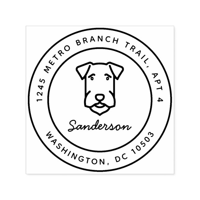 Sello de dirección de retorno de Airedale Terrier (Diseño)