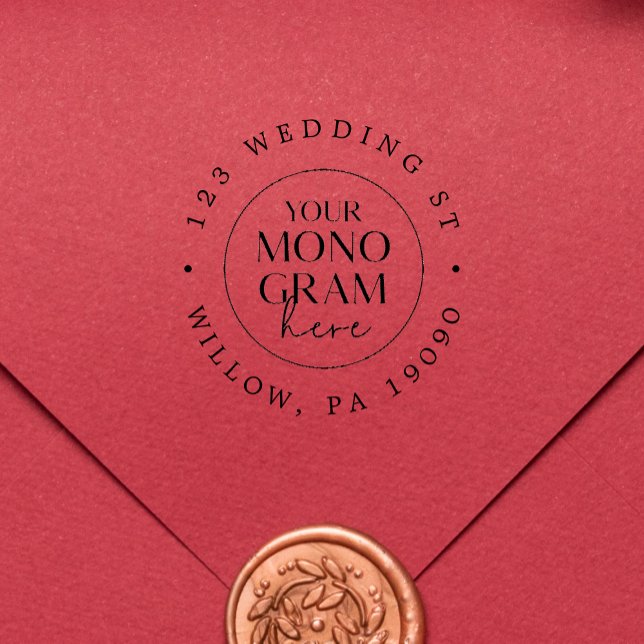Sello de dirección de retorno de Boda de caucho ún (MEGHAN Unique Rubber Wedding Return Address Stamp)