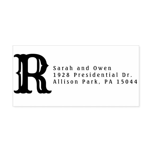 Sello de dirección de retorno de goma de monograma (Impresión)