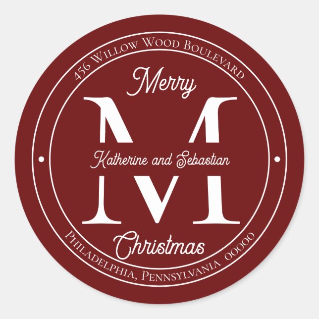 Sello de dirección de retorno de monograma elegant (Anverso)