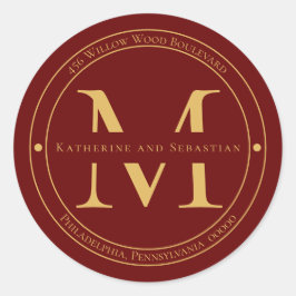 Sello de dirección de retorno de monograma Minimal