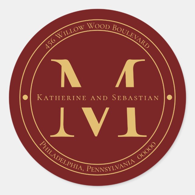 Sello de dirección de retorno de monograma Minimal (Anverso)