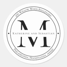 Sello de dirección de retorno de monograma Minimal