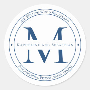 Sello de dirección de retorno de monograma Minimal