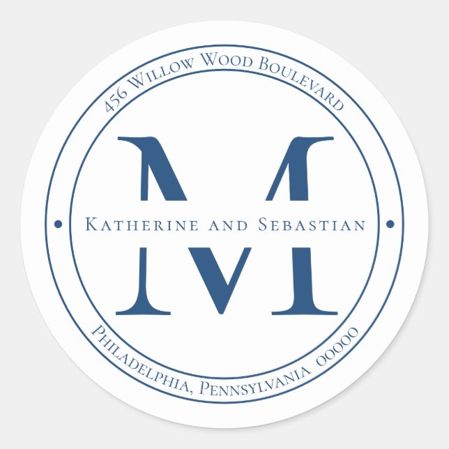 Sello de dirección de retorno de monograma Minimal (Anverso)