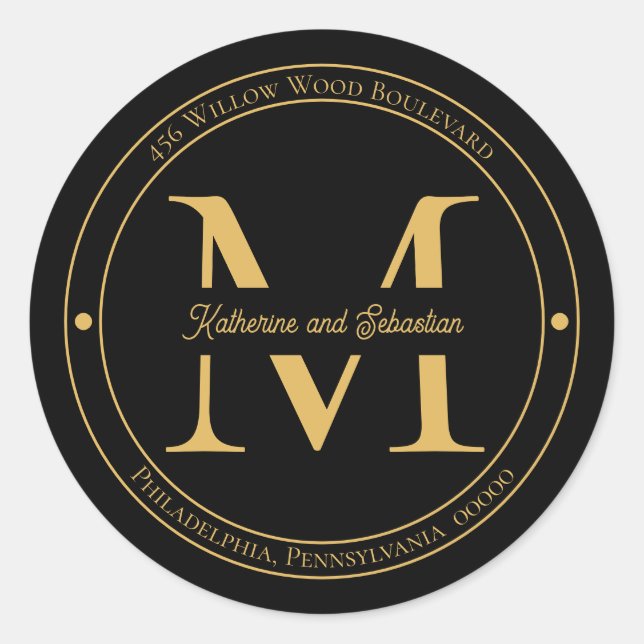 Sello de dirección de retorno de monograma Minimal (Anverso)