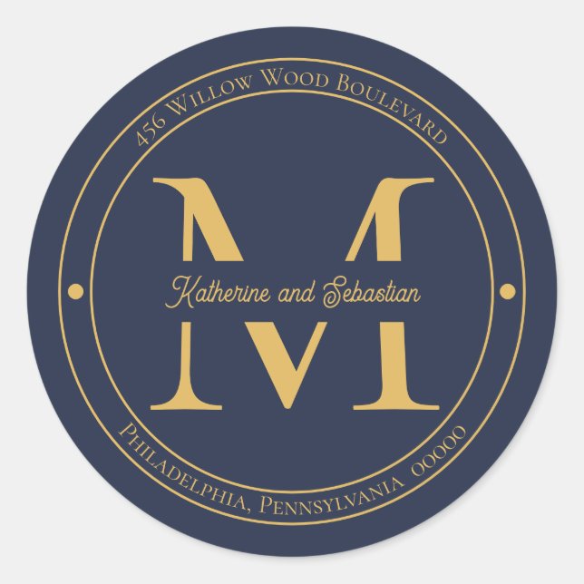 Sello de dirección de retorno de monograma Minimal (Anverso)