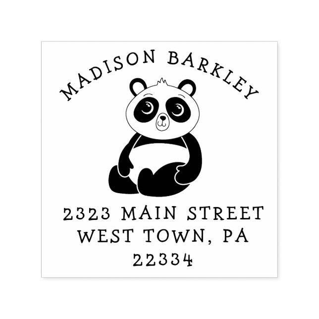 Sello de dirección de retorno de panda Bear Kid (Diseño)