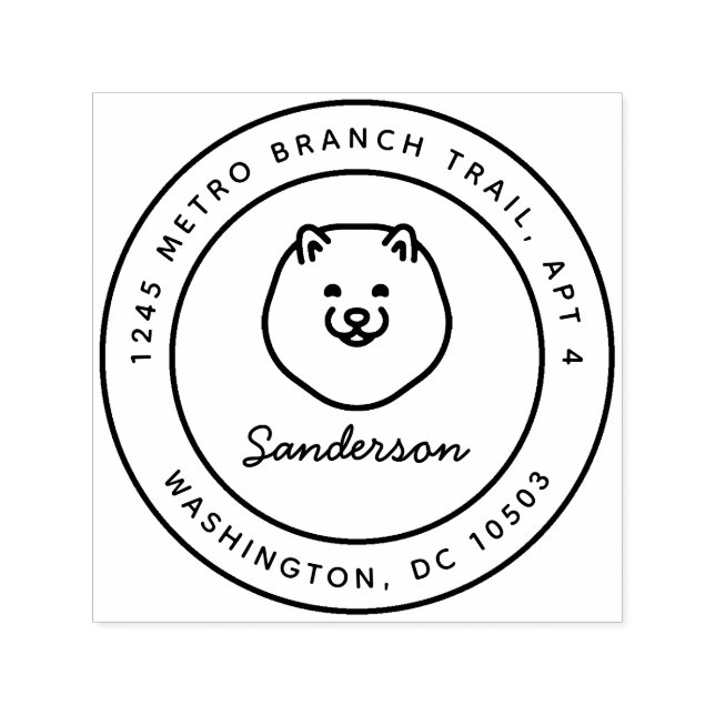 Sello de dirección de retorno de perro de Pomerani (Diseño)