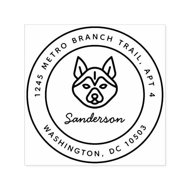 Sello de dirección de retorno de perro Husky (Diseño)