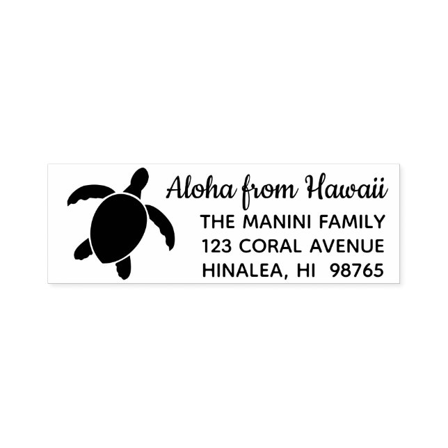 Sello de dirección de retorno hawaiano Honu Sea Tu (Diseño)