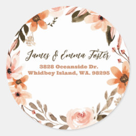 Sello de dirección del sobre floral Boho