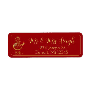 Sello de dirección elegante de Diwali con Ganesha 