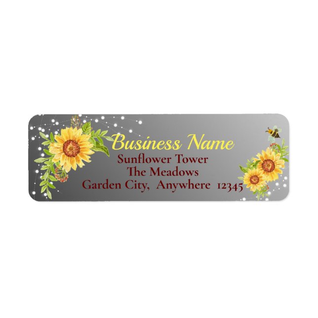 Sello de dirección elegante de girasol floral para (Frente)