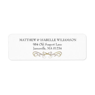 Sello de dirección elegante Gold Flourish Return
