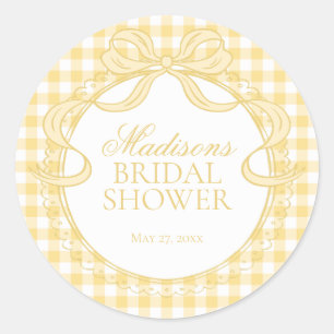 Sello de Ducha de Novia Coqueta de Gingham Amarill