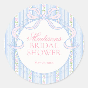 Sello de Ducha de Novia Floral Antiguo Azul Elegan