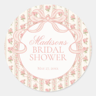 Sello de Ducha de Novia Floral Elegante Melocotón