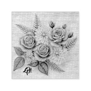 Sello de entintado automático de Rosas y Dahlias