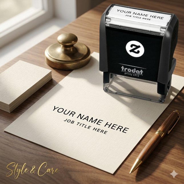 Sello de Entintado Automático Personalizado – Nomb (Custom Self-Inking Stamp – Name & Job Title)