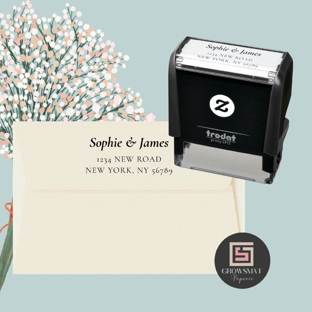 Sello de entrada automática del guión de la direcc (Minimalist return address self-inking stamp)