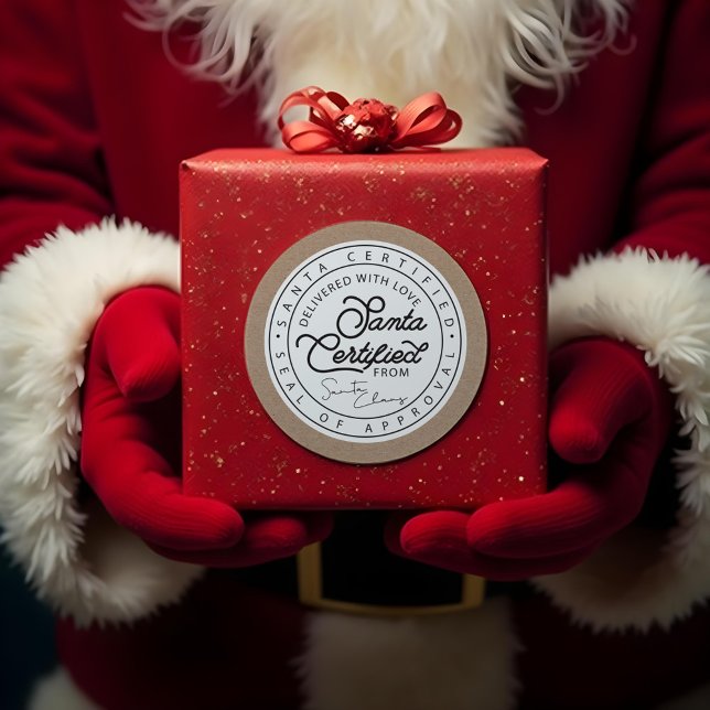Sello de entrega certificado Santa de papel marrón (Natural Brown Paper Santa Certified Delivery Seal)