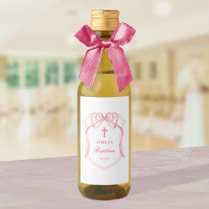 Sello de Escudo de Bow Rosa Elegante Baptism Wine