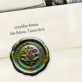 Sello de estilo sobre de cera falsa 4 Verde Pegati