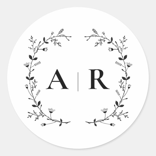 Sello de etiqueta de boda con viñeta, monograma (Anverso)