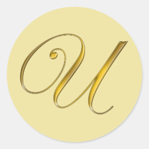 Sello de etiqueta de sobre con monograma de oro U