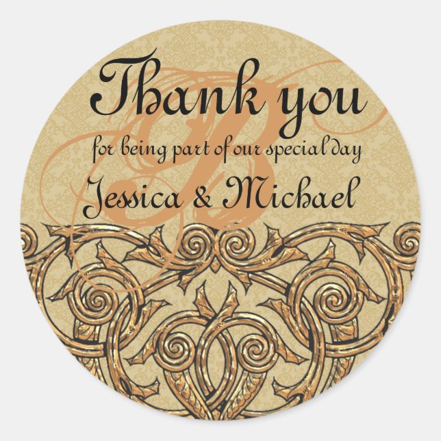 Sello de Favor de Boda del Personalizado de Damasc (Anverso)