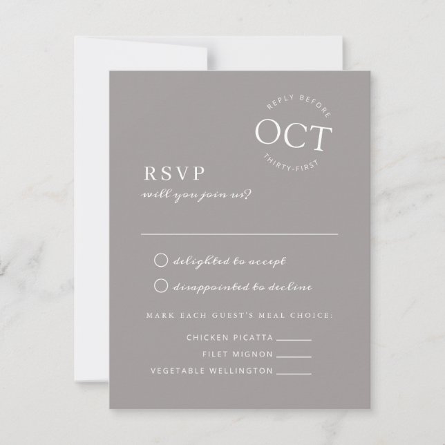 Sello de fecha moderna Boda gris suave Invitación  (Anverso)