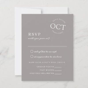 Sello de fecha moderna Boda gris suave Invitación