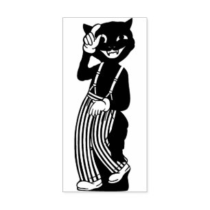 Sello de gato negro de Halloween vintage